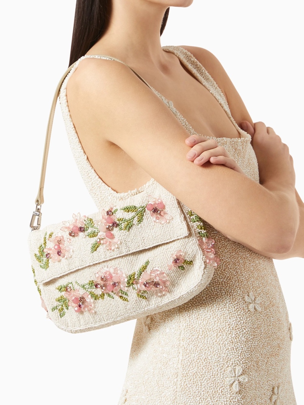STAUD Timmy Magnolia Beaded Shoulder Bag